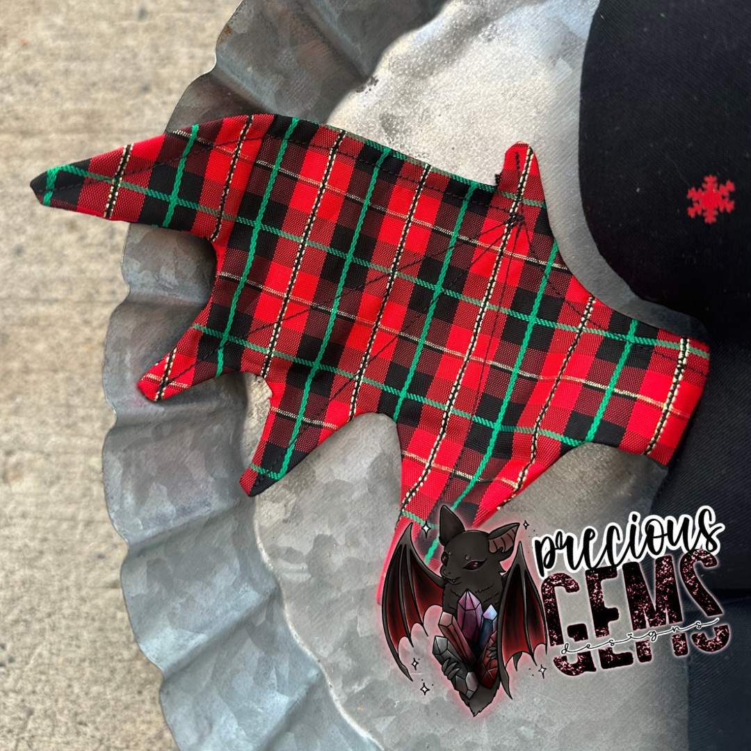 Metallic Christmas plaid bat doll RTS