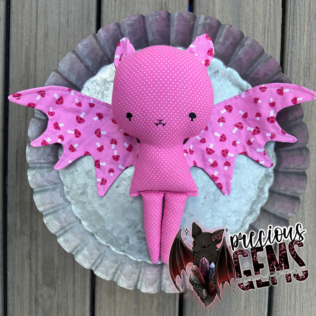 Pink mushy bat doll RTS