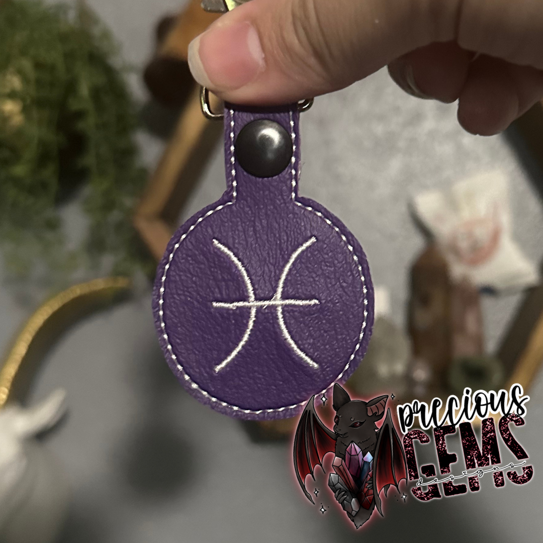 Purple Zodiac Circle Keychain