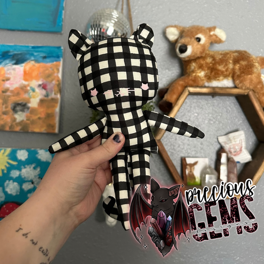 Black plaid cat doll RTS