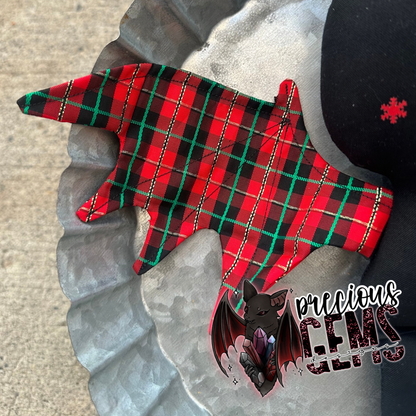 Metallic Christmas plaid bat doll RTS