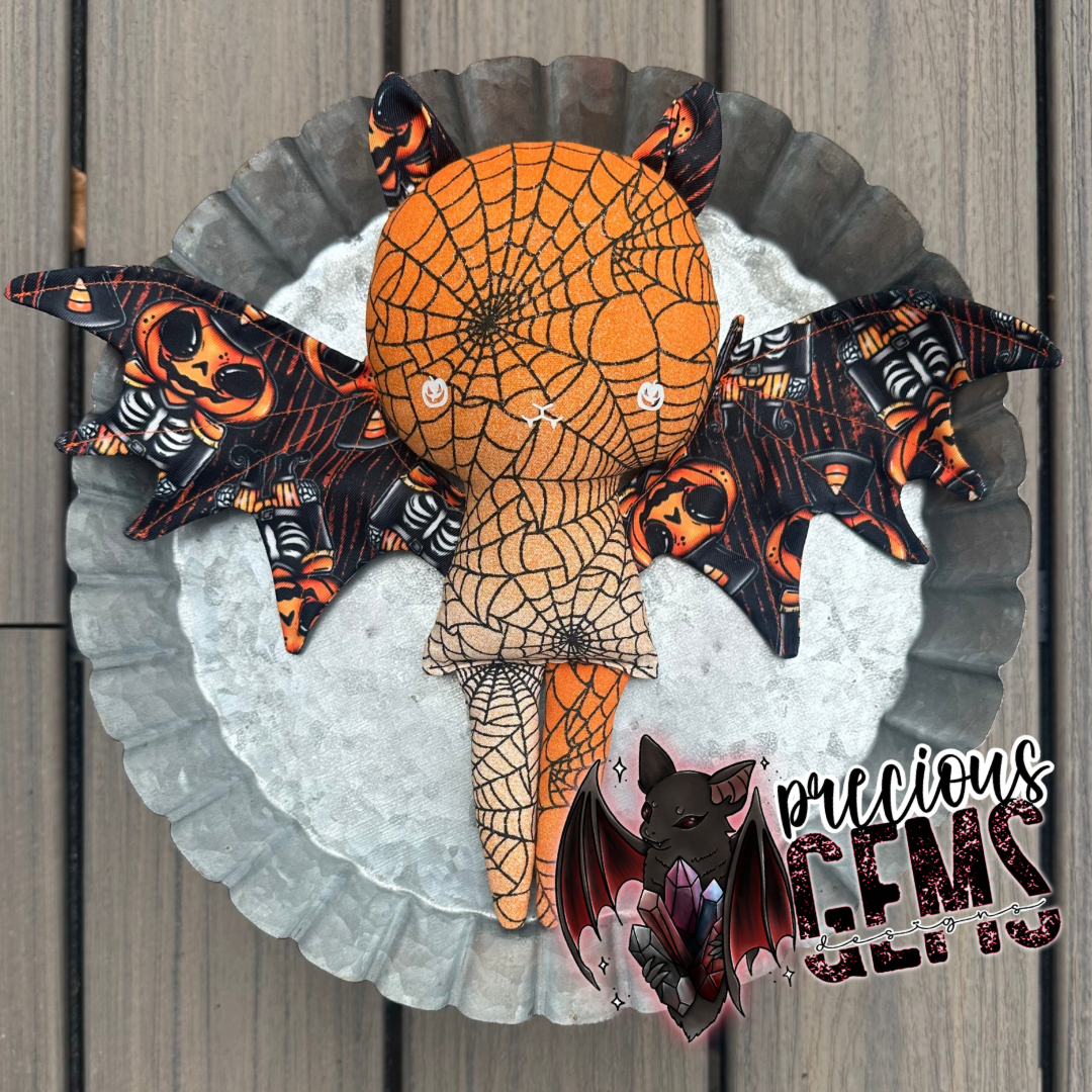 Pumpkin nutcracker bat doll RTS