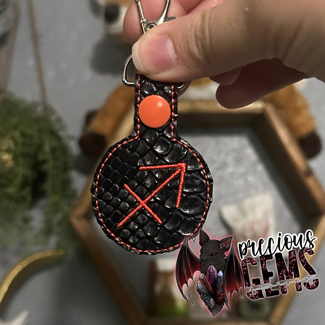Black Zodiac Circle Keychain