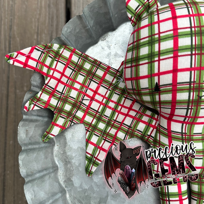 Christmas plaid bat doll RTS