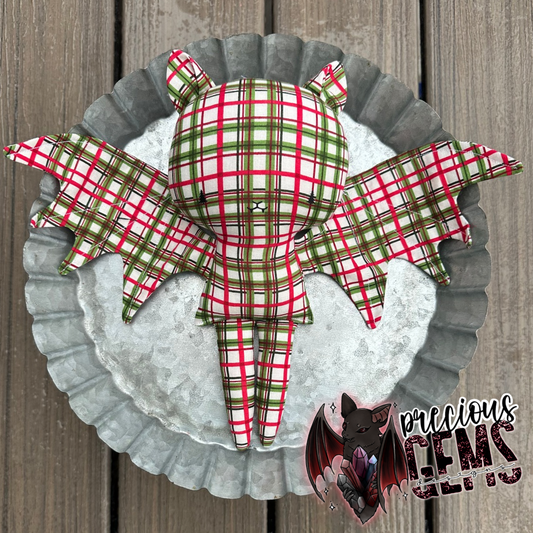 Christmas plaid bat doll RTS