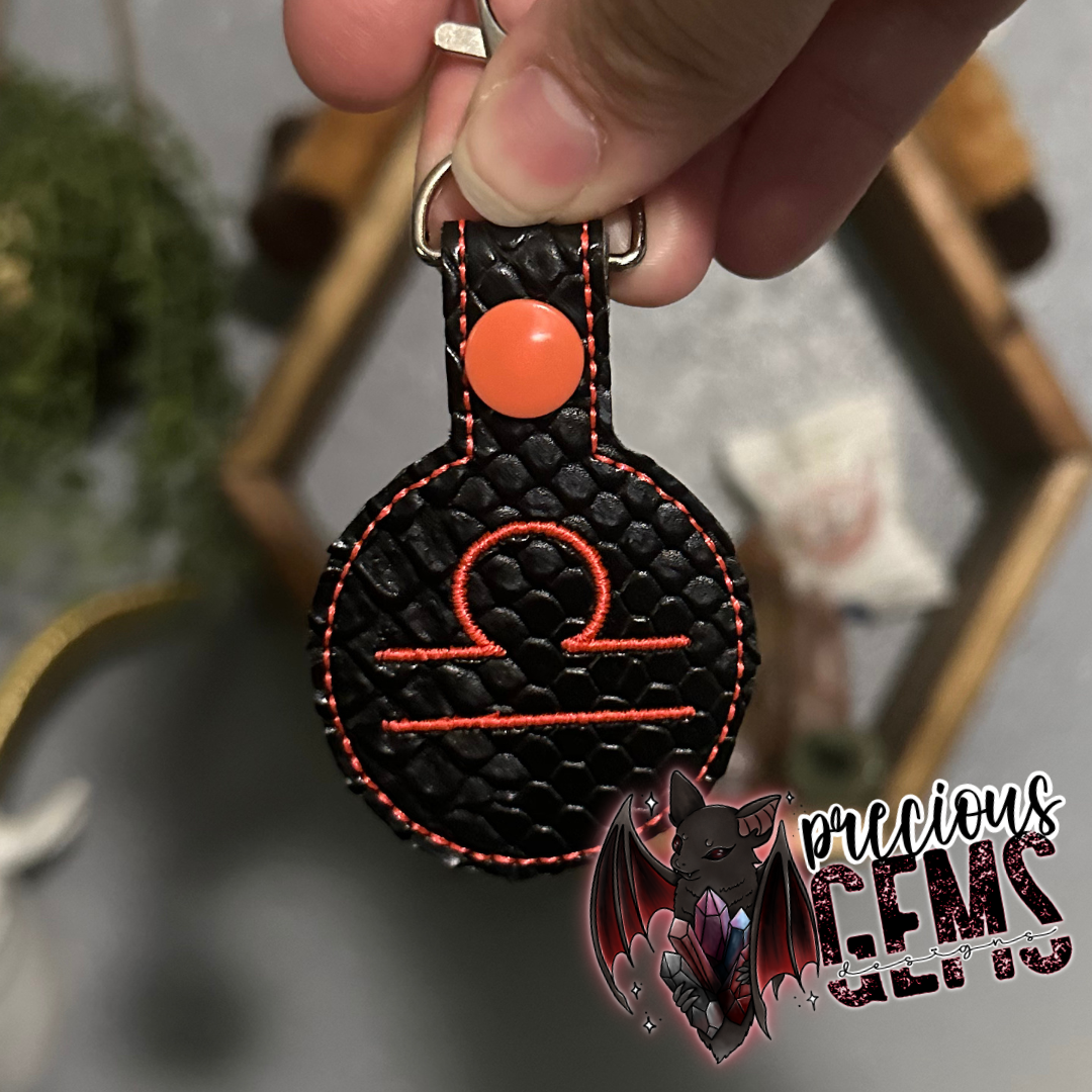Black Zodiac Circle Keychain