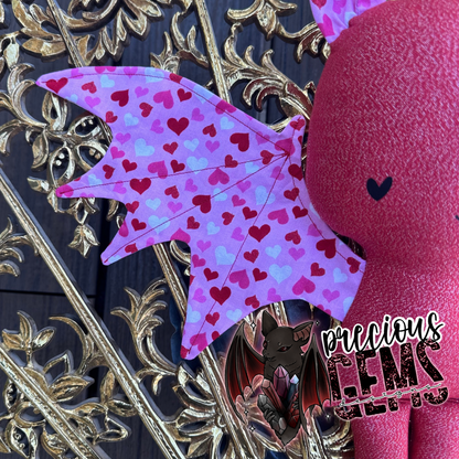 Glitter hearts large bat doll RTS
