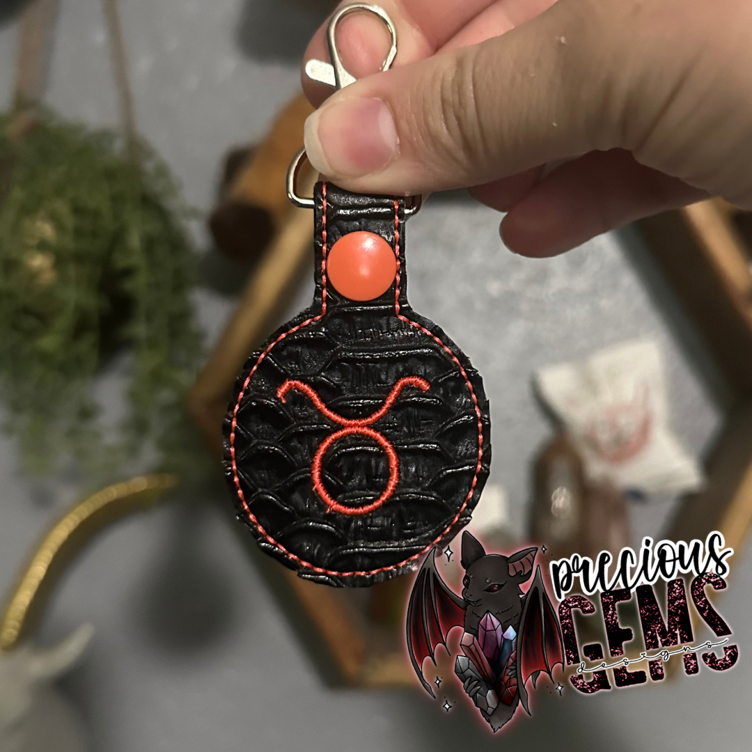 Black Zodiac Circle Keychain