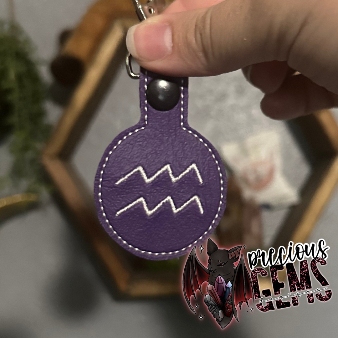 Purple Zodiac Circle Keychain