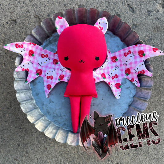 Strawberry cat bat doll RTS
