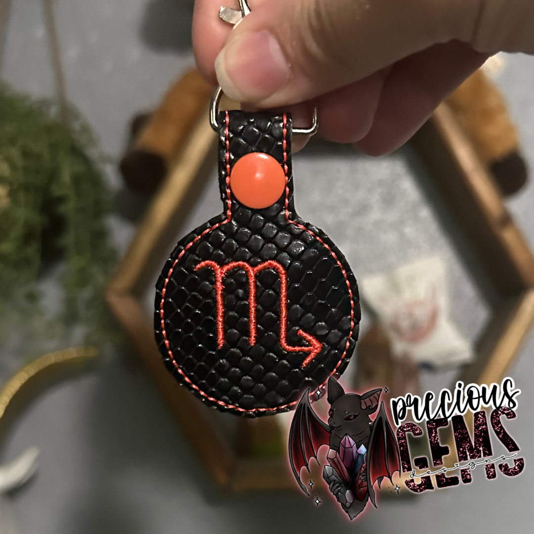 Black Zodiac Circle Keychain