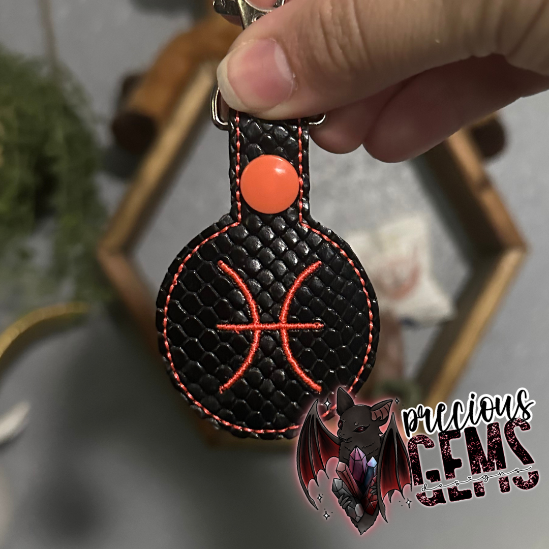Black Zodiac Circle Keychain
