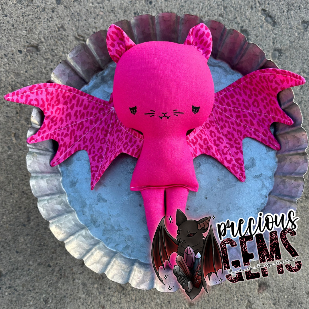 Pink leopard bat doll RTS