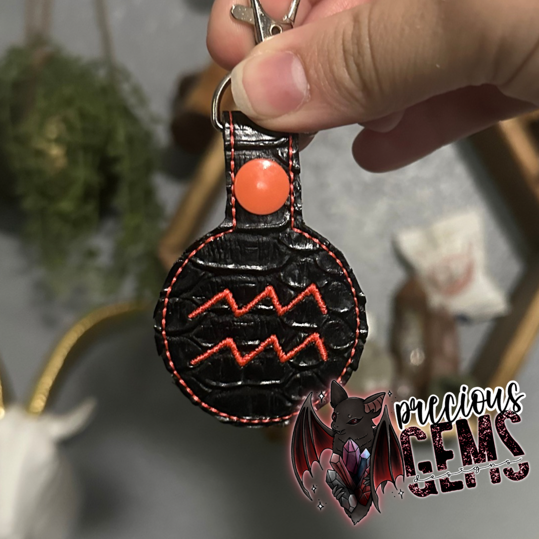 Black Zodiac Circle Keychain