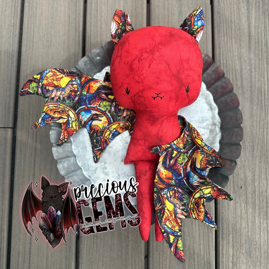 Stained glass dinos bat doll preorder