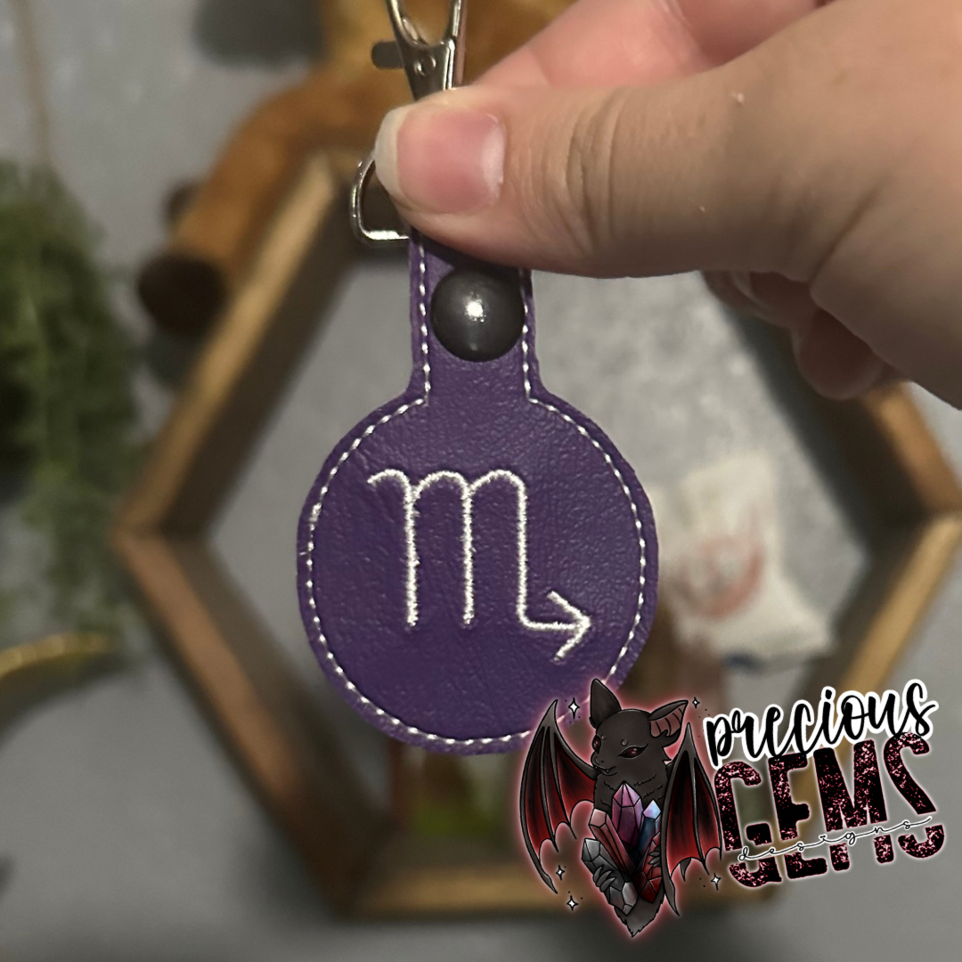 Purple Zodiac Circle Keychain