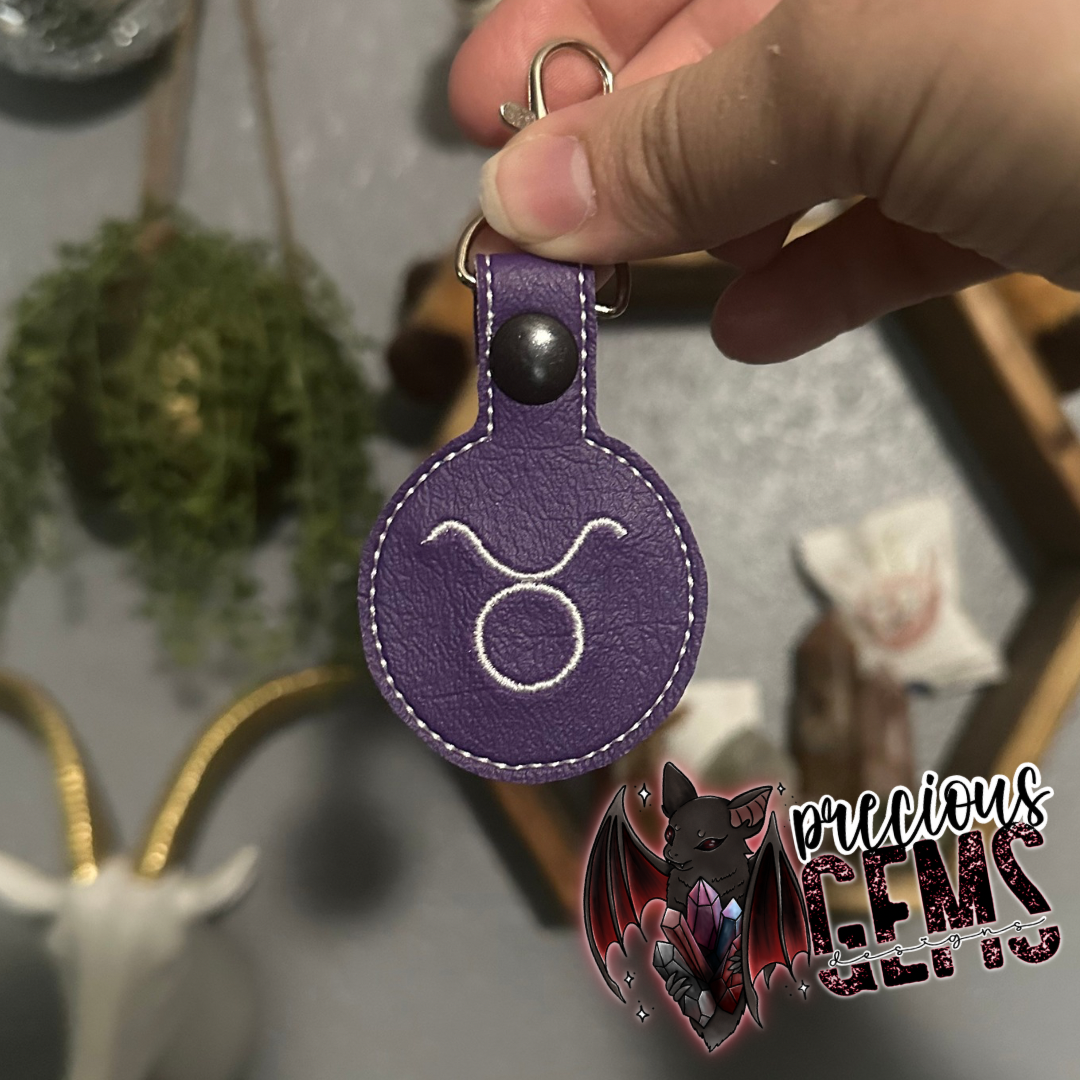 Purple Zodiac Circle Keychain
