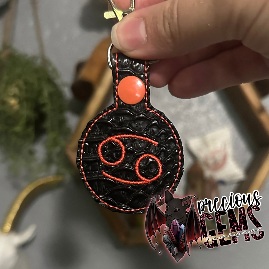 Black Zodiac Circle Keychain