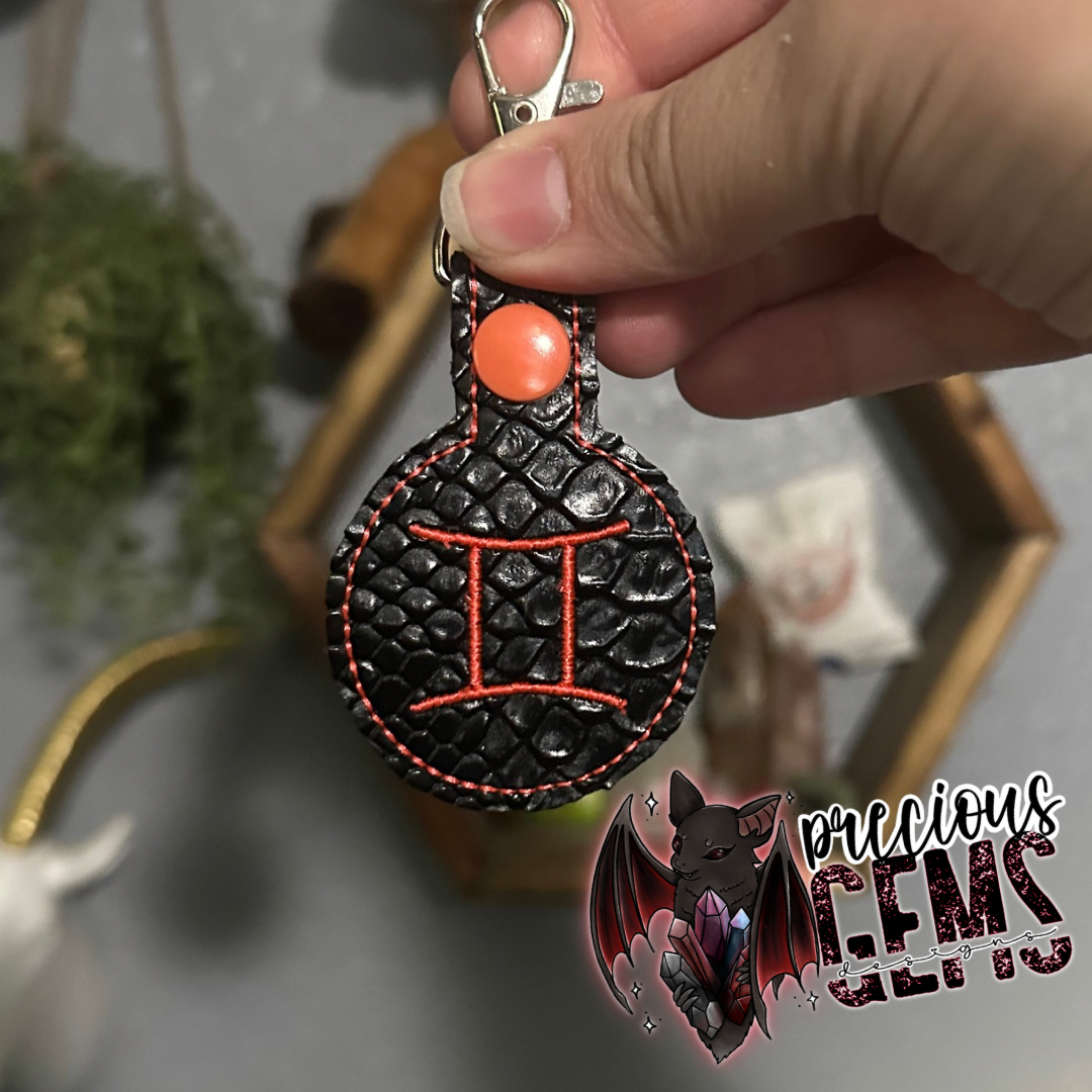 Black Zodiac Circle Keychain