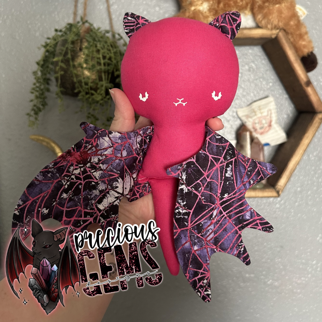 Pink spiderweb bat doll RTS