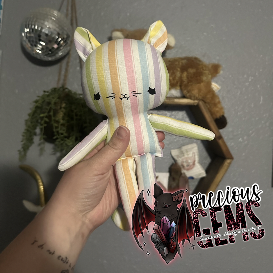 Rainbow striped cat doll preorder