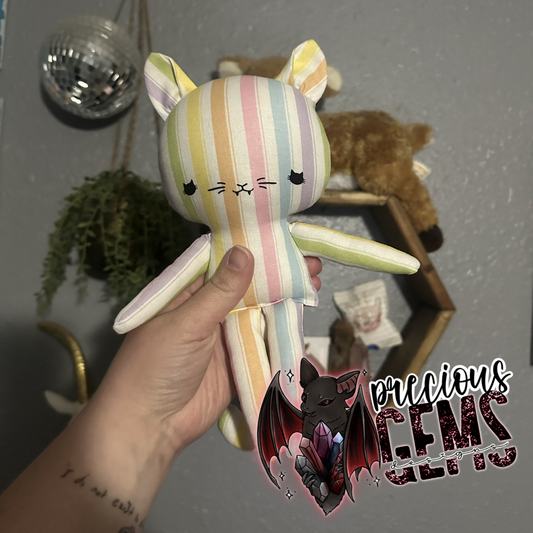 Rainbow striped cat doll preorder